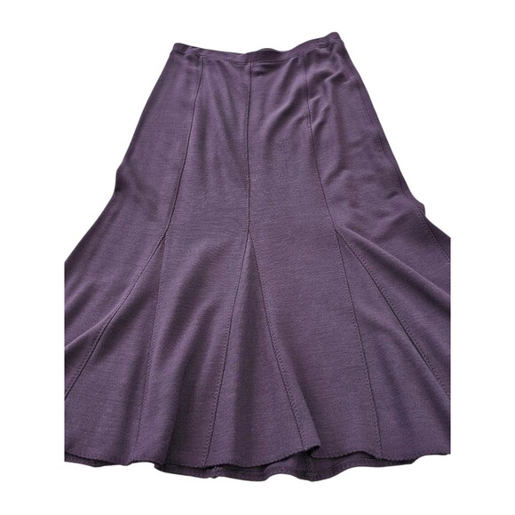 Eileen Fisher Skirt Wool Blend Midi Trumpet Medium Plum Purple Pull On Stretch - Picture 1 of 16